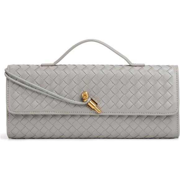 Handbags - Women's Clutch, Crossbody Bag with Adjustable Strap Grey